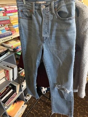 Levi's Light Blue Straight Leg Jeans with Knee Distress